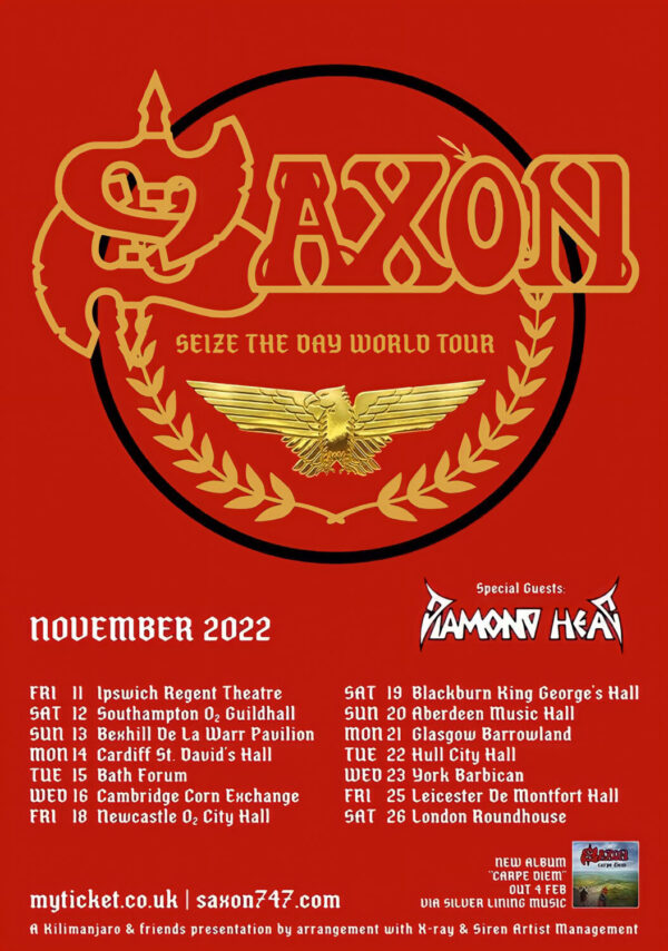 SAXON Seize The Day World Tour 2022 UK Tour Poster