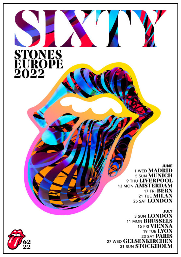 ROLLING STONES Sixty 2022 Tour: Sixty 2022 European Tour Poster