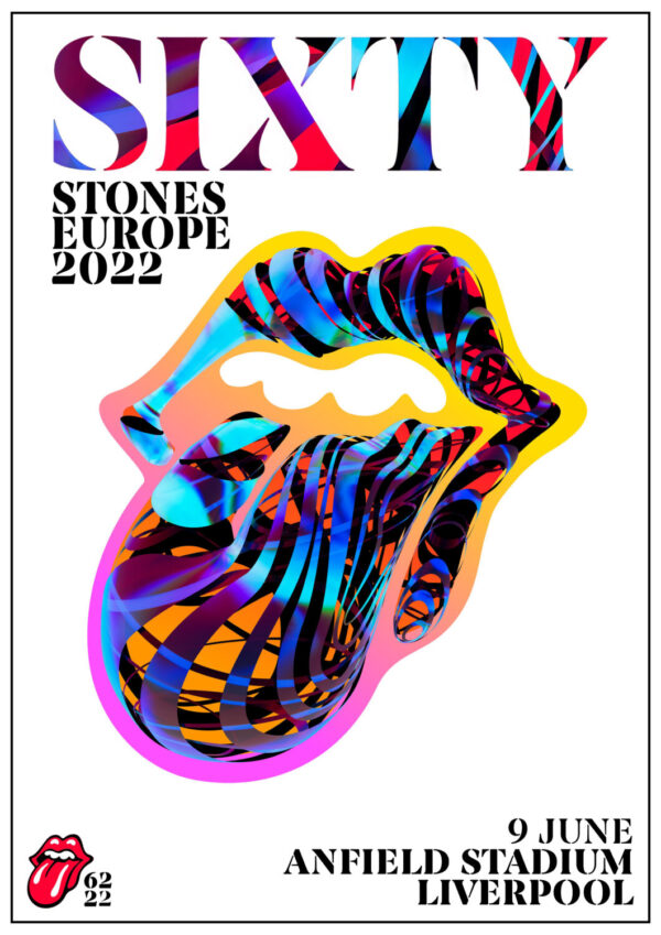 ROLLING STONES Sixty 2022 Tour:  LIVERPOOL Anfield Stadium Poster