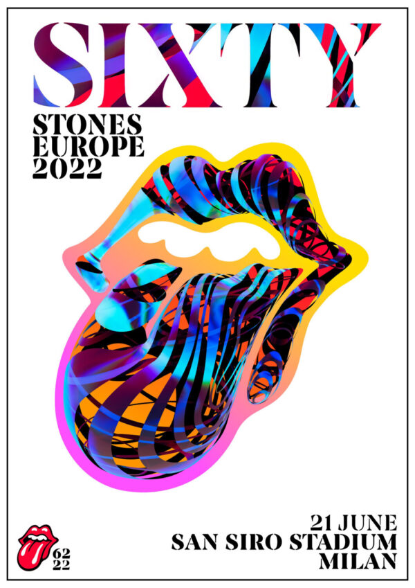 ROLLING STONES Sixty 2022 Tour:  MILAN San Siro Stadium Poster