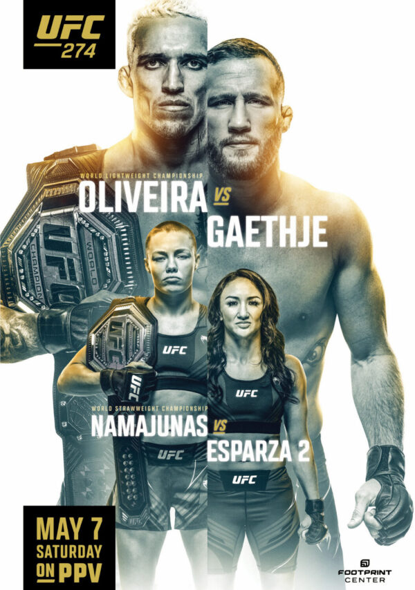 UFC 274 Charles Oliveira vs. Justin Gaethje Fight MMA Rose 22 Poster