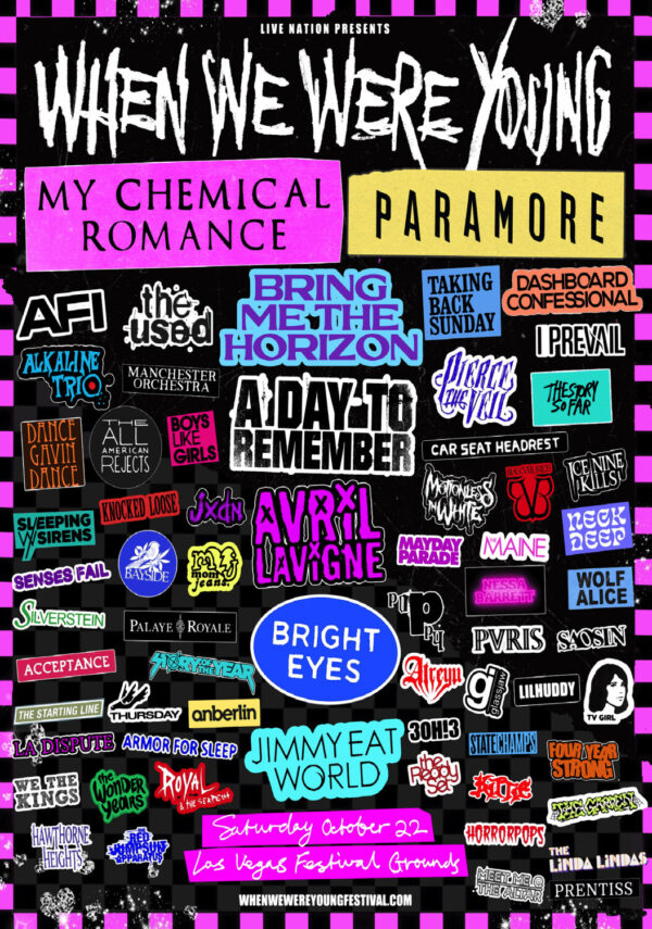 WHEN WE WERE YOUNG FESTIVAL 2022 Line Up PHOTO Print POSTER