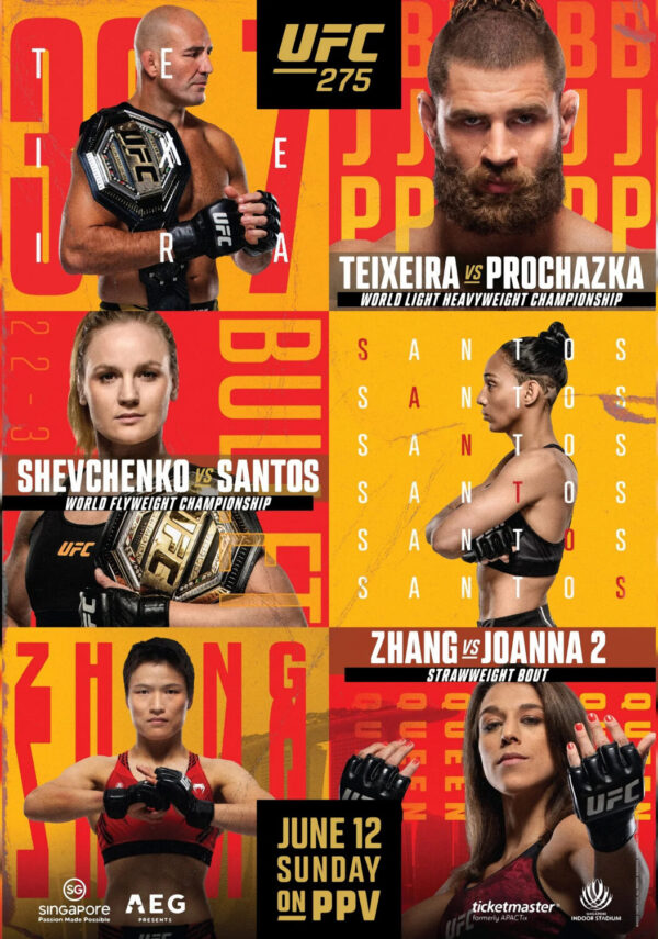 UFC 275 Glover Teixeira vs Jiri Prochazka Fight MMA Singapore 2022 Fight Poster Print