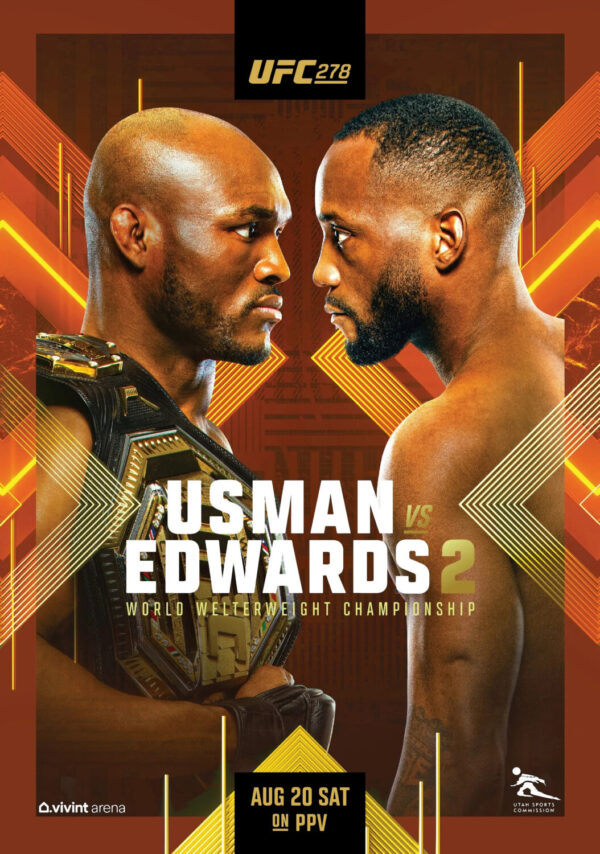 UFC 278 Kamaru Usman vs. Leon Edwards 2 Fight MMA 2022 Poster