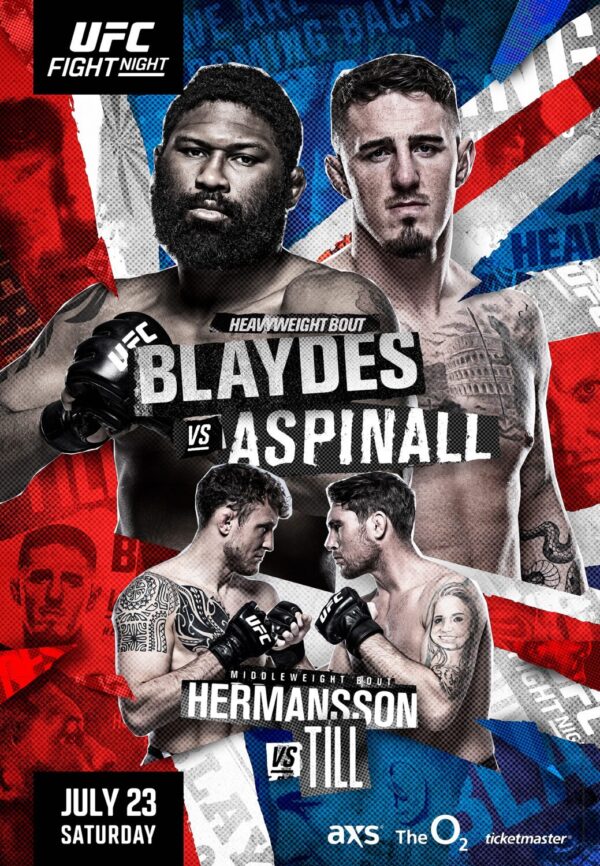 UFC Fight Night: Blaydes vs. Aspinall / Hermansson vs. Till - 23rd 2022 July Poster