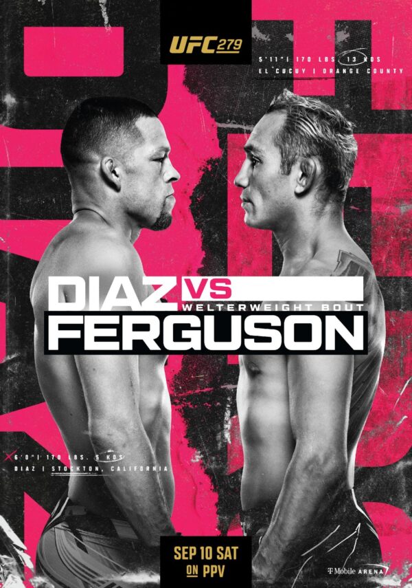 UFC 279: Nate Diaz vs Tony Ferguson 2022 MMA Fight Poster