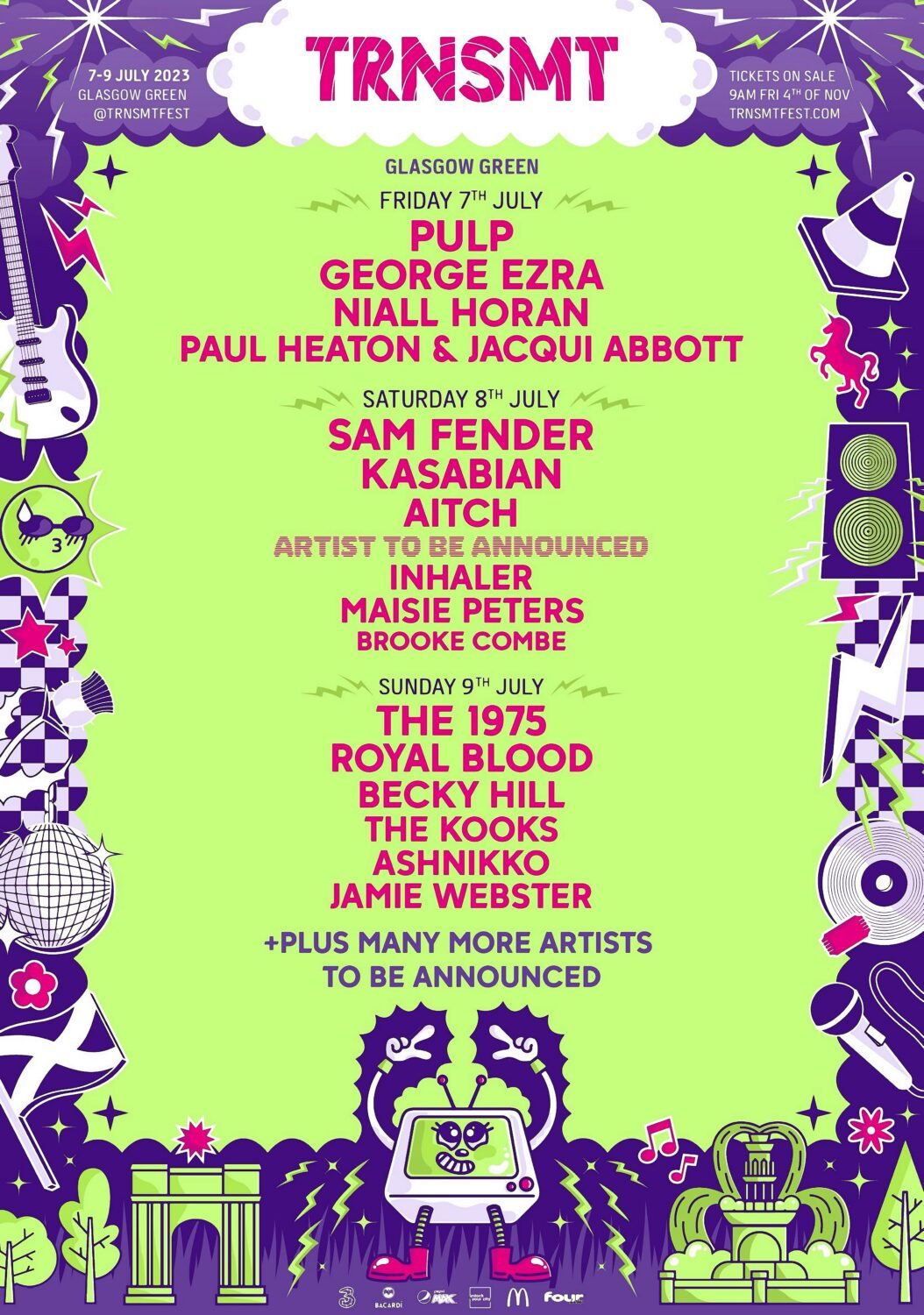 TRNSMT FESTIVAL July 2023 Glasgow Poster
