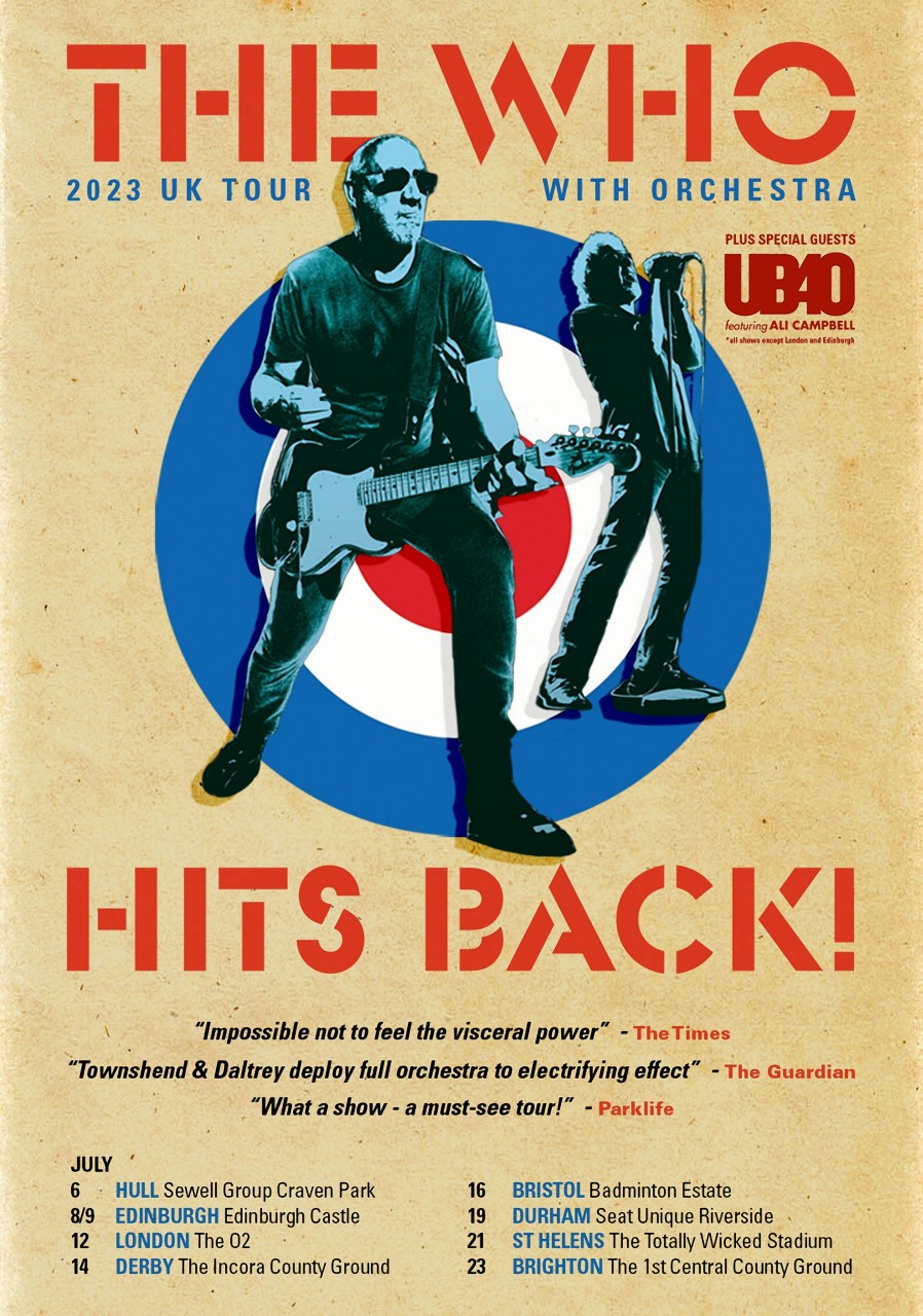 THE WHO The Who Hits Back 2023 UK Arena Tour Poster