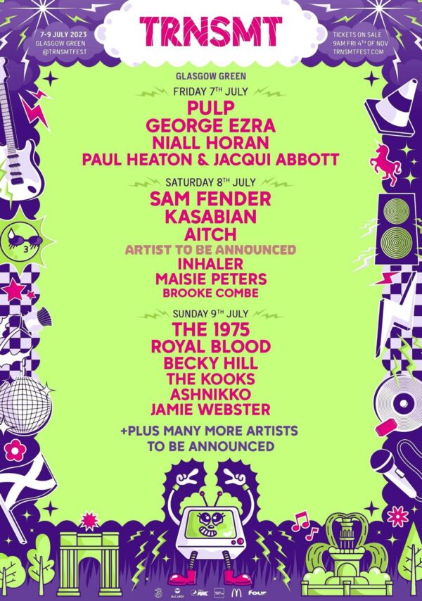 TRNSMT FESTIVAL July 2023 Glasgow Poster