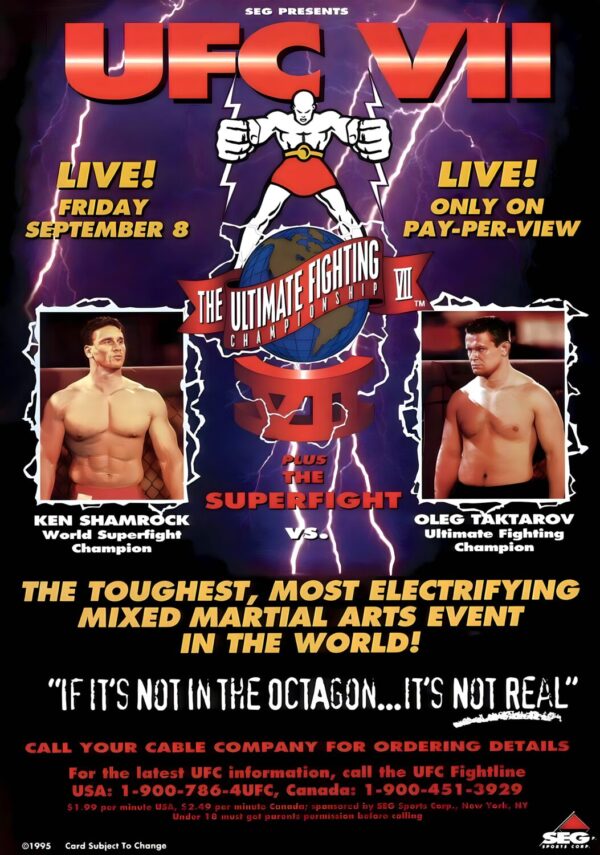 UFC 7: The Brawl in Buffalo Poster - Ken Shamrock vs Oleg Taktarov Fight Print Poster