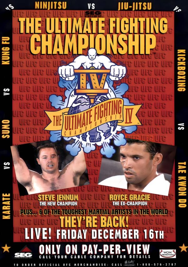 UFC 4: Revenge of the Warriors Poster - Royce Gracie vs Dan Severn Fight Print