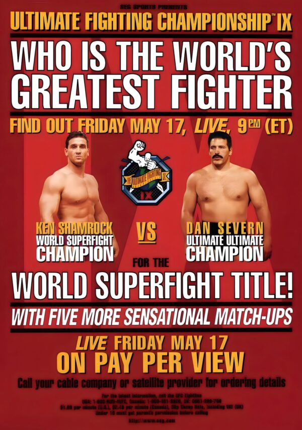 UFC 9: Motor City Madness Poster - Dan Severn vs. Ken Shamrock Fight Print Poster