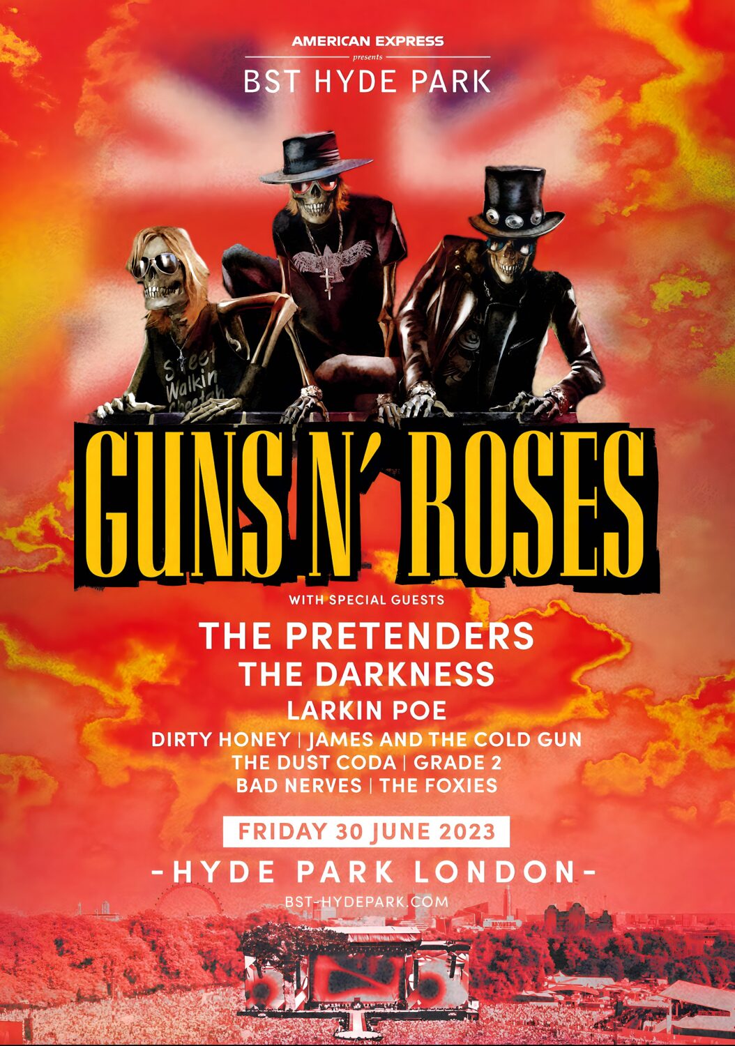 GUNS N ROSES World Tour 2023 BST London Hyde Park Poster