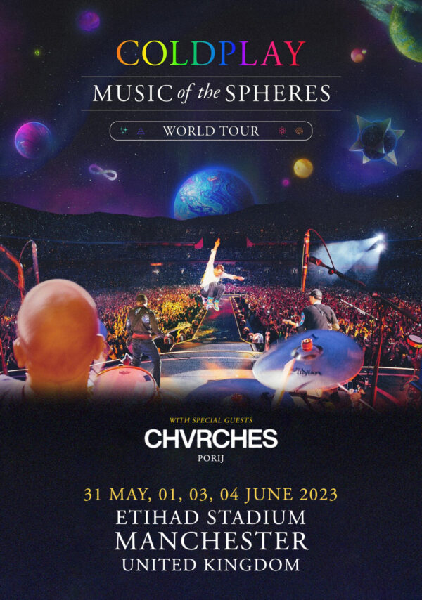 COLDPLAY Music of Spheres 2023 Tour: Etihad Stadium – Manchester, UK Poster Print
