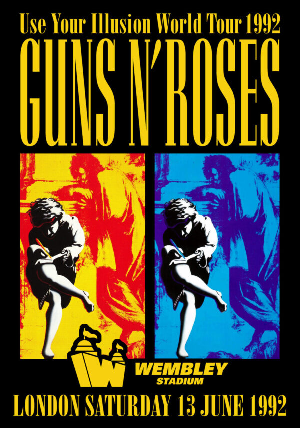 GUNS N ROSES Use Your Illusion 1992 World Tour: London Wembley Stadium Poster Print
