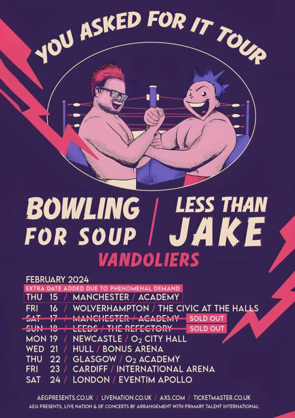 BOWLING FOR SOUP/LESS THAN JAKE You Asked For It 2024 UK Tour Poster Print