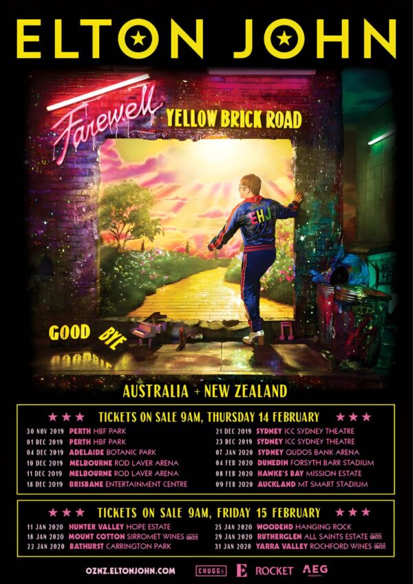 ELTON JOHN Farewell Yellow Brick Road Australia & New Zealand 2019/2020 Tour Poster Print