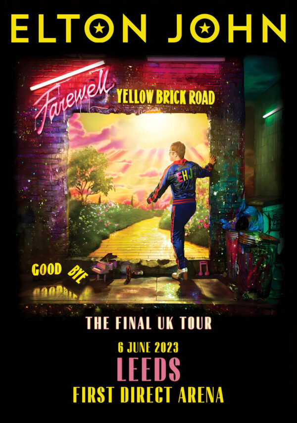 ELTON JOHN Farewell Yellow Brick Road 2023 UK Tour: LEEDS First Direct Arena Poster Print