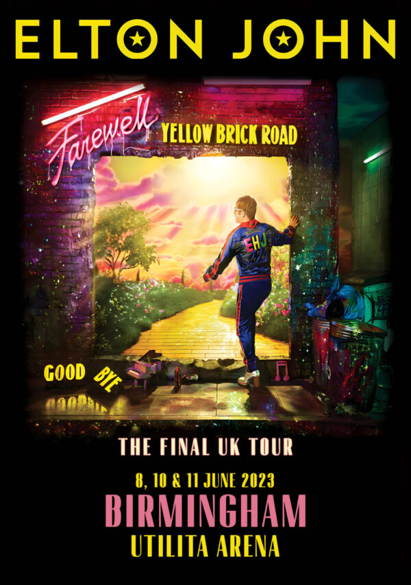 ELTON JOHN Farewell Yellow Brick Road 2023 UK Tour: BIRMINGAHM Utilita Arena Poster Print