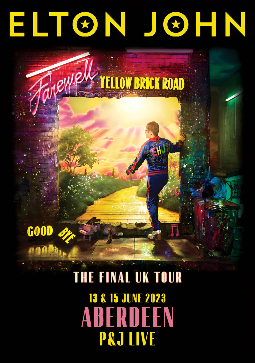 ELTON JOHN Farewell Yellow Brick Road Tour ABERDEEN Poster