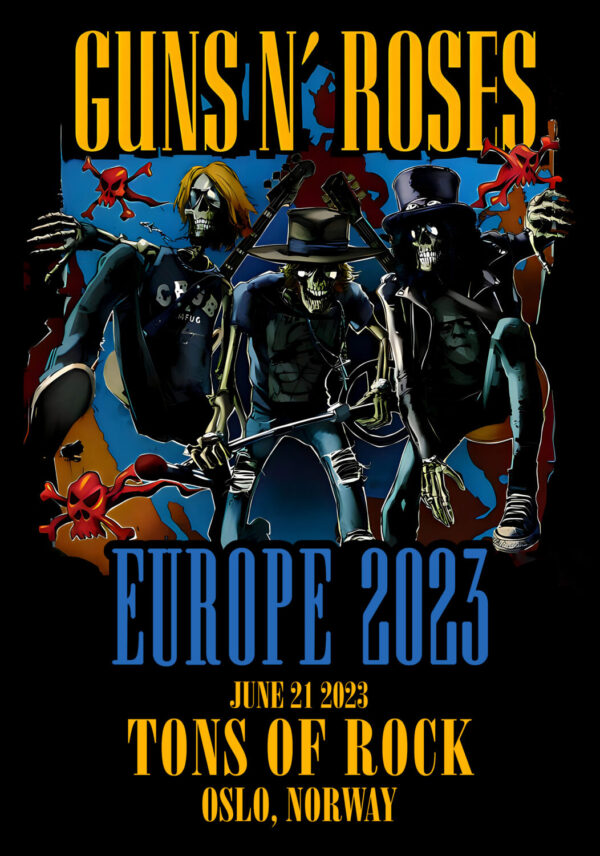 GUNS N ROSES We're F'N' Back! Europe 2023 Tour: Oslo, Norway - Tons of Rock Poster Print