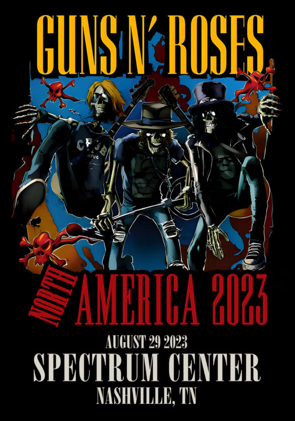 GUNS N ROSES We're F'N' Back! North America 2023 Tour: Charlotte, NC - Spectrum Center Poster Print