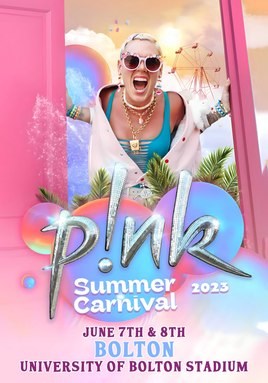 P!NK (PINK) Summer Carnival 2023 UK Tour: BOLTON Poster