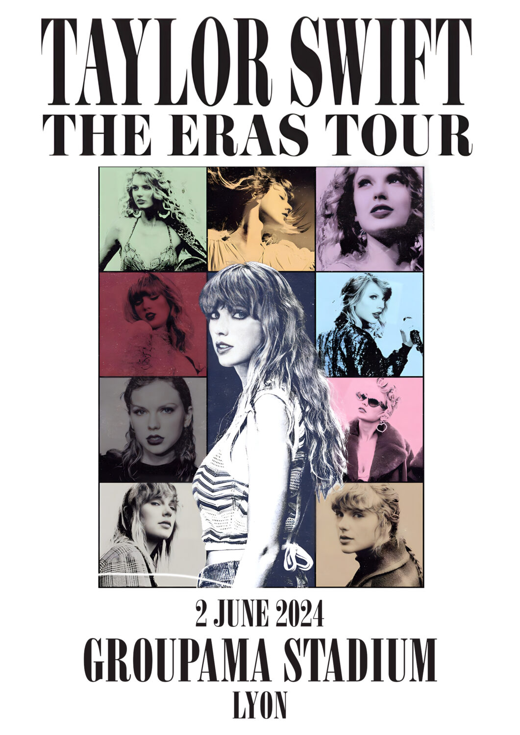 TAYLOR SWIFT Eras Stadium 2024 World Tour Lyon Poster