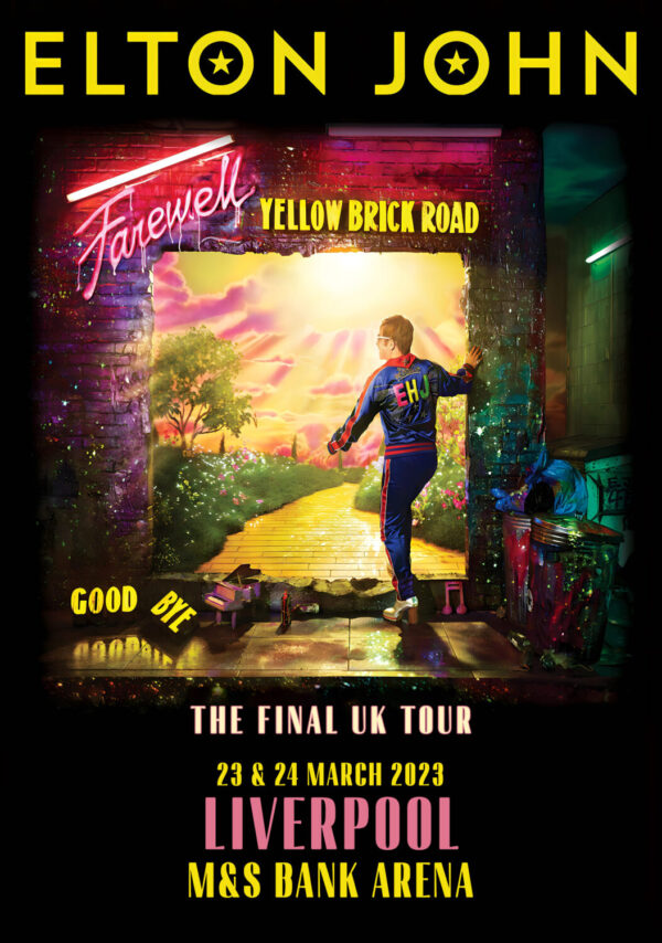 ELTON JOHN Farewell Yellow Brick Road 2023 UK Tour: LIVERPOOL M&S Bank Arena Poster Print