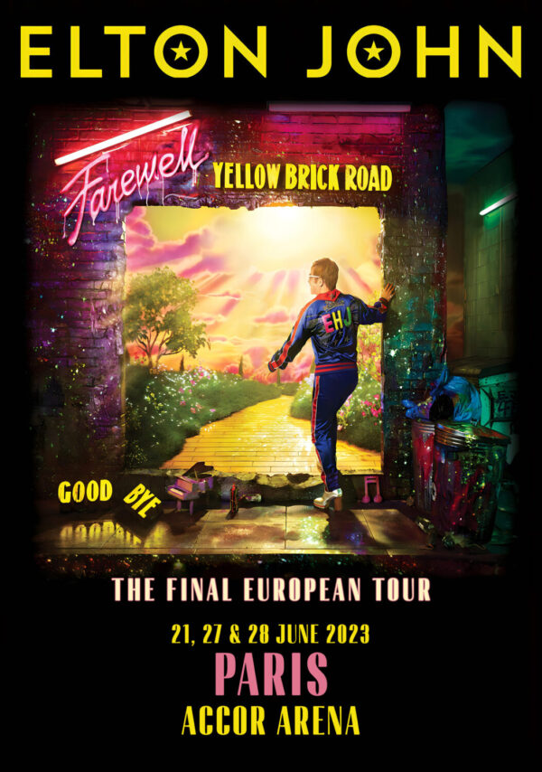 ELTON JOHN Farewell Yellow Brick Road 2023 European Tour: PARIS Accor Area Poster Print