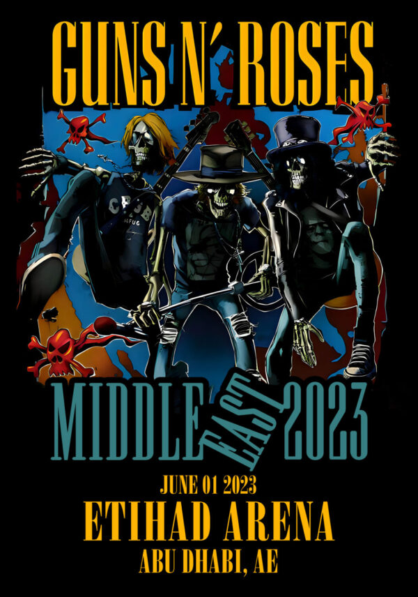 GUNS N ROSES Abu Dhabi - Etihad Arena 2023 Tour Poster Print