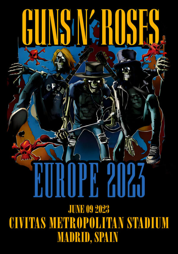GUNS N ROSES We're F'N' Back! Europe 2023 Tour: Madrid, Spain - Civitas Metropolitan Stadium Poster Print