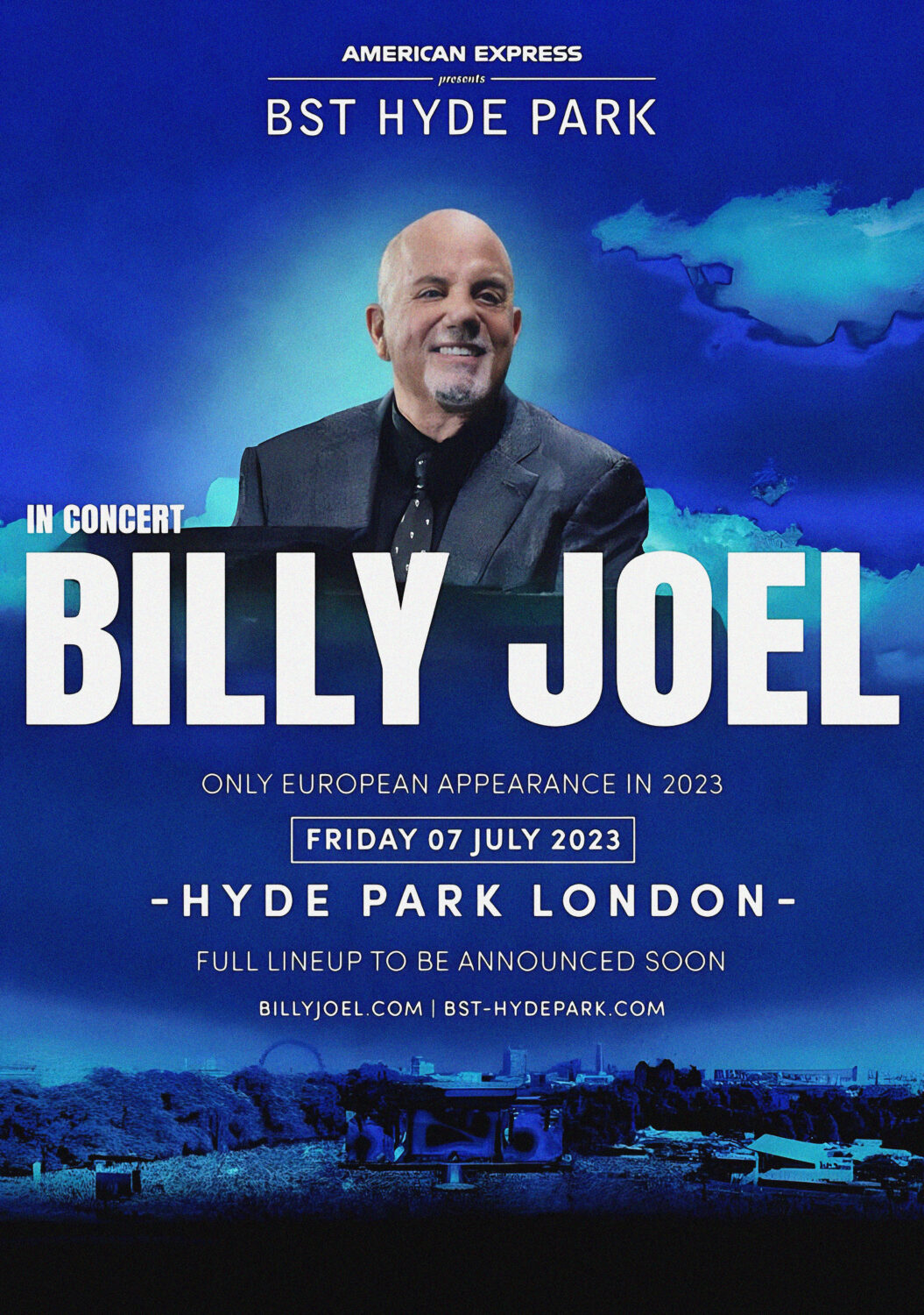 BILLY JOEL In Concert 2023 Tour BST Hyde Park London Poster