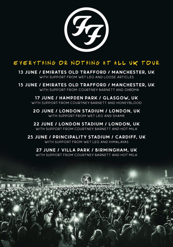FOO FIGHTERS Everything or Nothing At All 2024 UK Stadium Tour Poster Print Poster Print