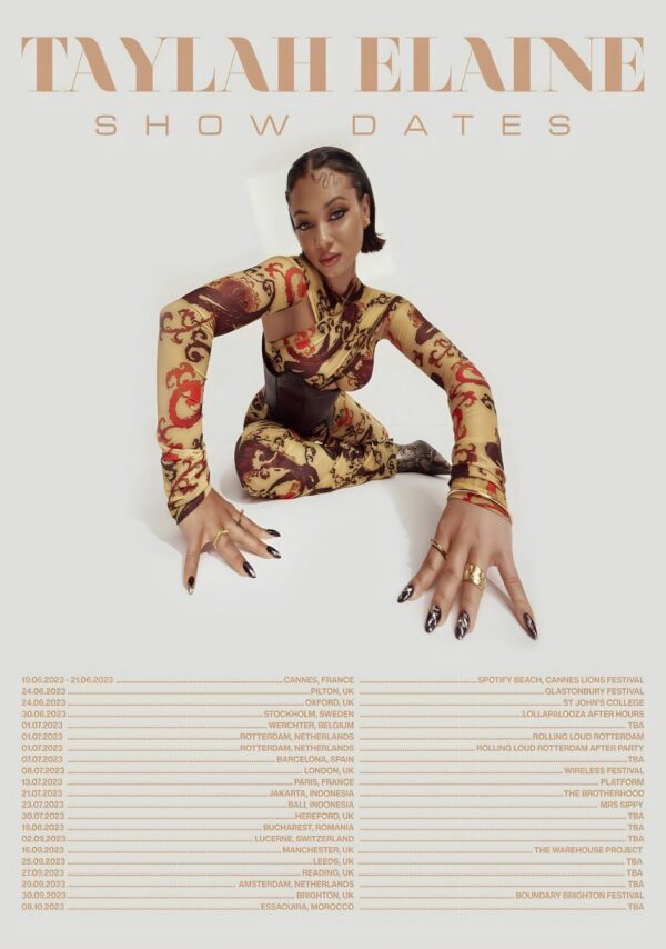 TAYLAH ELAINE Show Dates 2023 World Tour Poster Print