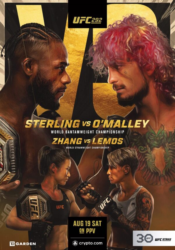 UFC 292 Aljamain Sterling vs. Sean O'Malley 2023 Fight Poster Print