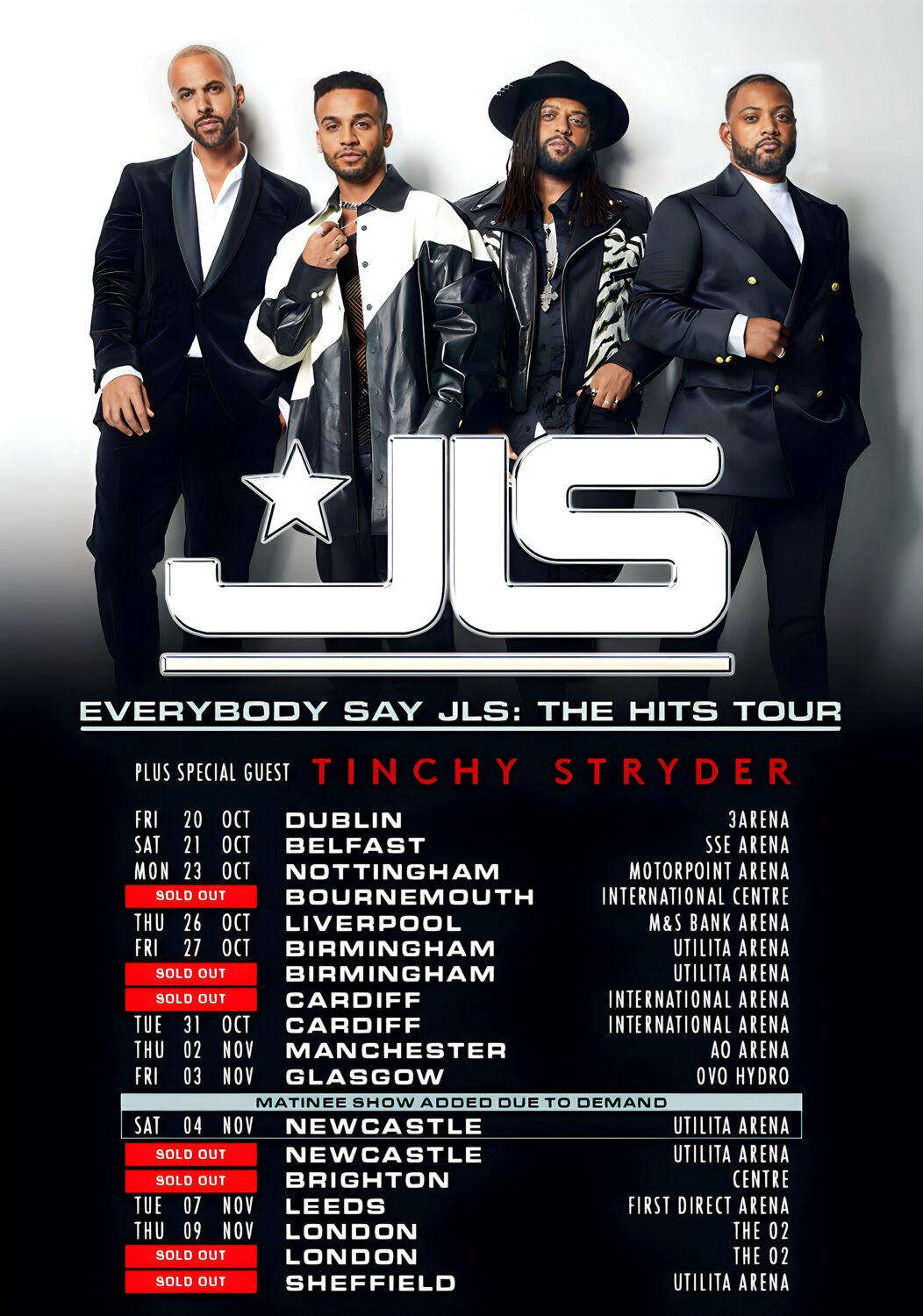 JLS Everybody Say JLS The Hits 2023 UK & Ireland Tour Poster