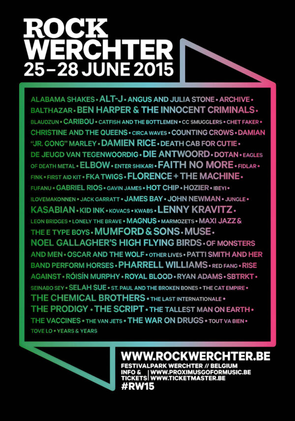 ROCK WERCHTER FESTIVAL 2015 Line Up Poster Print