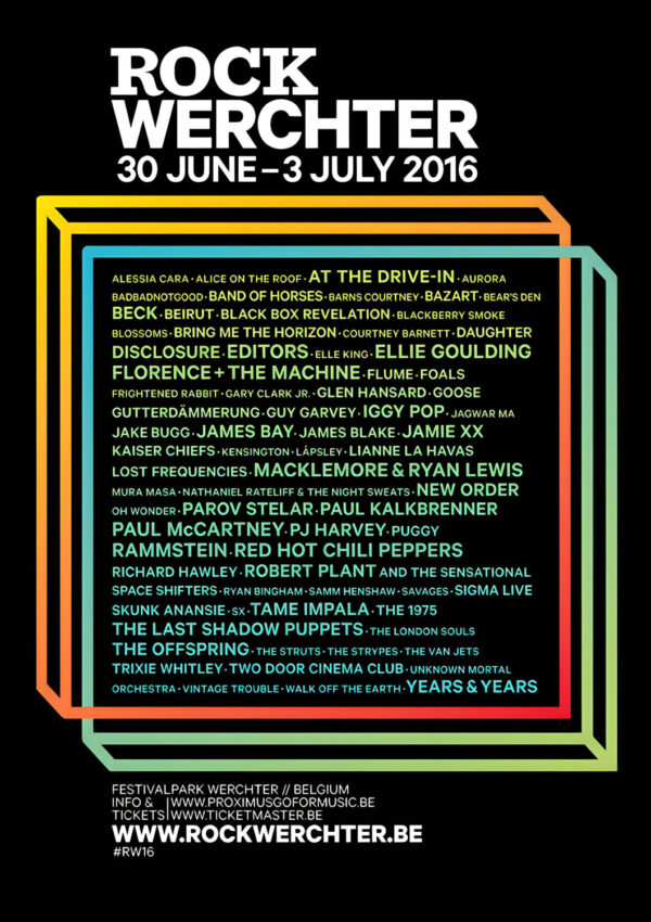 ROCK WERCHTER FESTIVAL 2016 Line Up Poster Print