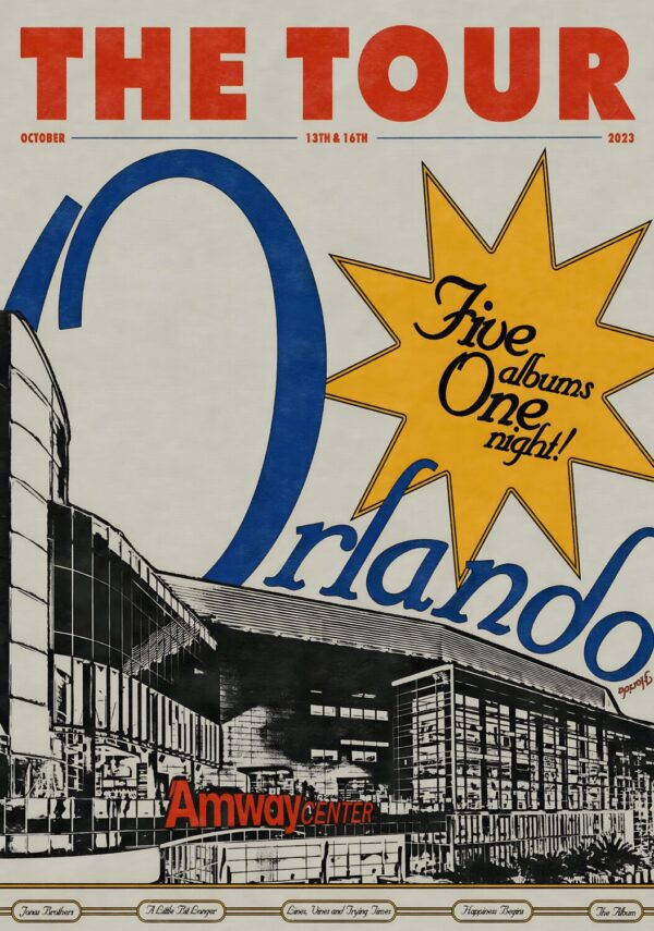 THE JONAS BROTHERS Five Albums, One Night 2023 World Tour: ORLANDO Amway Center Poster Print