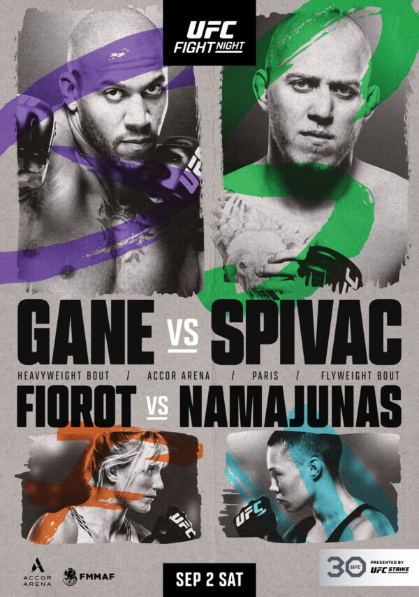 UFC Fight Night Paris: Ciryl Gane vs. Sergey Spivak 2023 Fight Poster Print