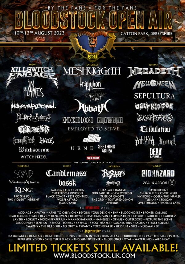 BLOODSTOCK OPEN AIR FESTIVAL 2023 Full Line Up Poster Print