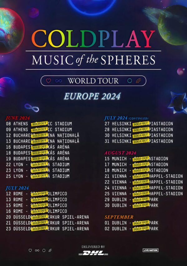 COLDPLAY Music of Spheres 2024 European Tour: SOLD OUT Poster Print