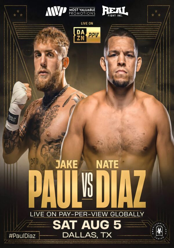 Jake Paul vs. Nate Diaz 2023 Boxing Fight Poster Print