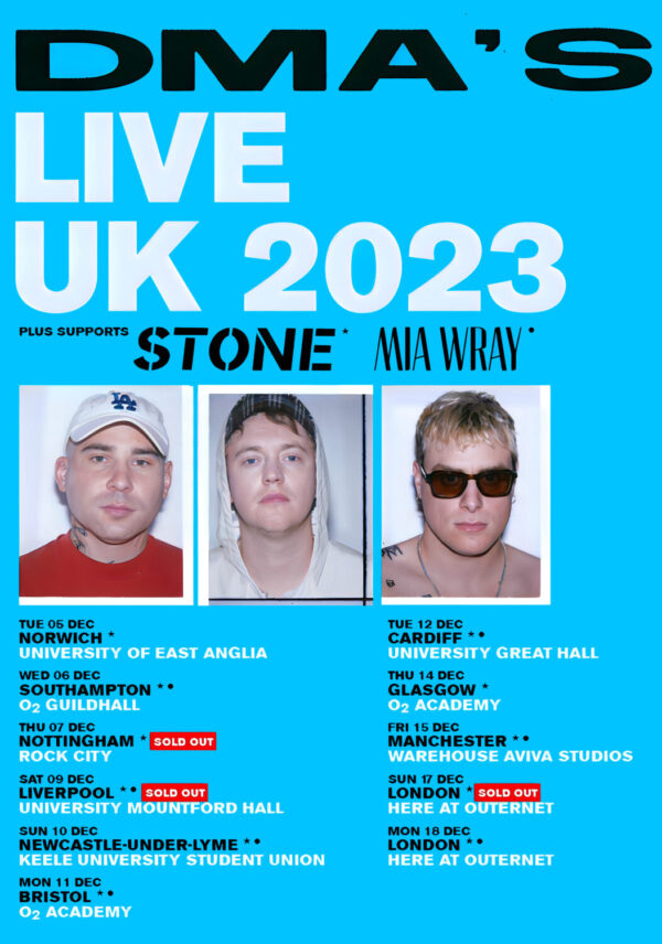DMA’s How Many Dreams? Live 2023 UK Tour Poster