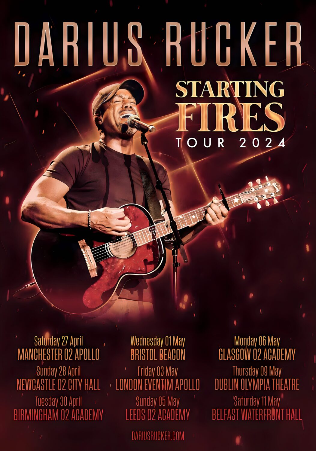 DARIUS RUCKER Starting Fires 2024 UK & Ireland Tour Poster