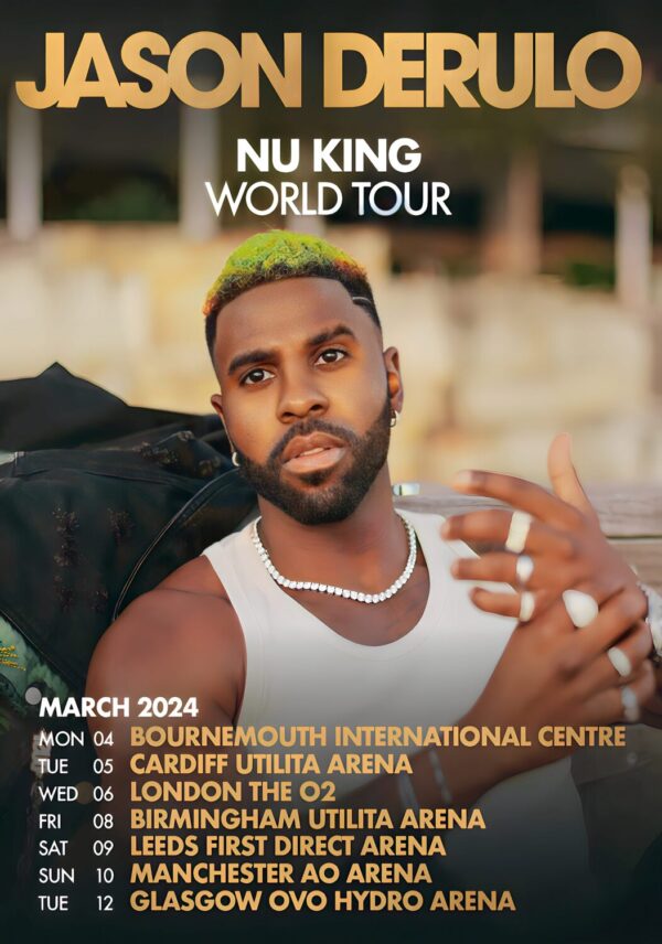 JASON DERULO Nu King 2024 UK Arena Tour Poster
