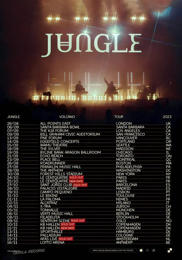 JUNGLE (band) Volcano 2023 World Tour: UK, North America & Europe Poster