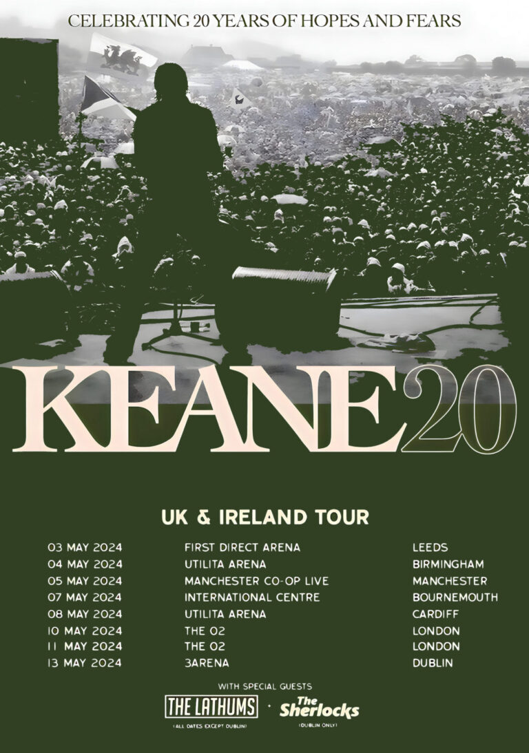 KEANE Celebrating 20 Years of Hopes & Fears 2024 tour Poster