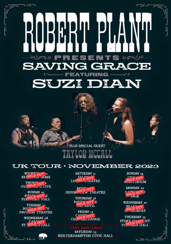 ROBERT PLANT Presents Saving Grave with Suzi Dian 2023 SOLD OUT UK Tour Poster
